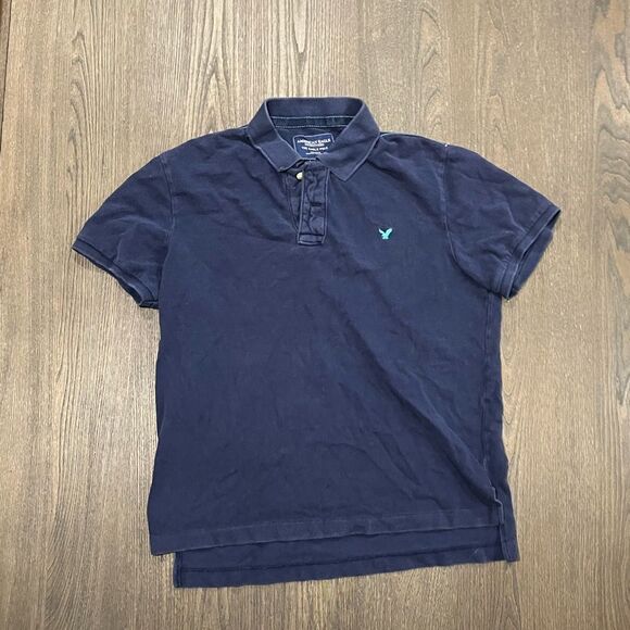 American Eagle Men’s Navy Short Sleeve Polo - Size M - Picture 1 of 6